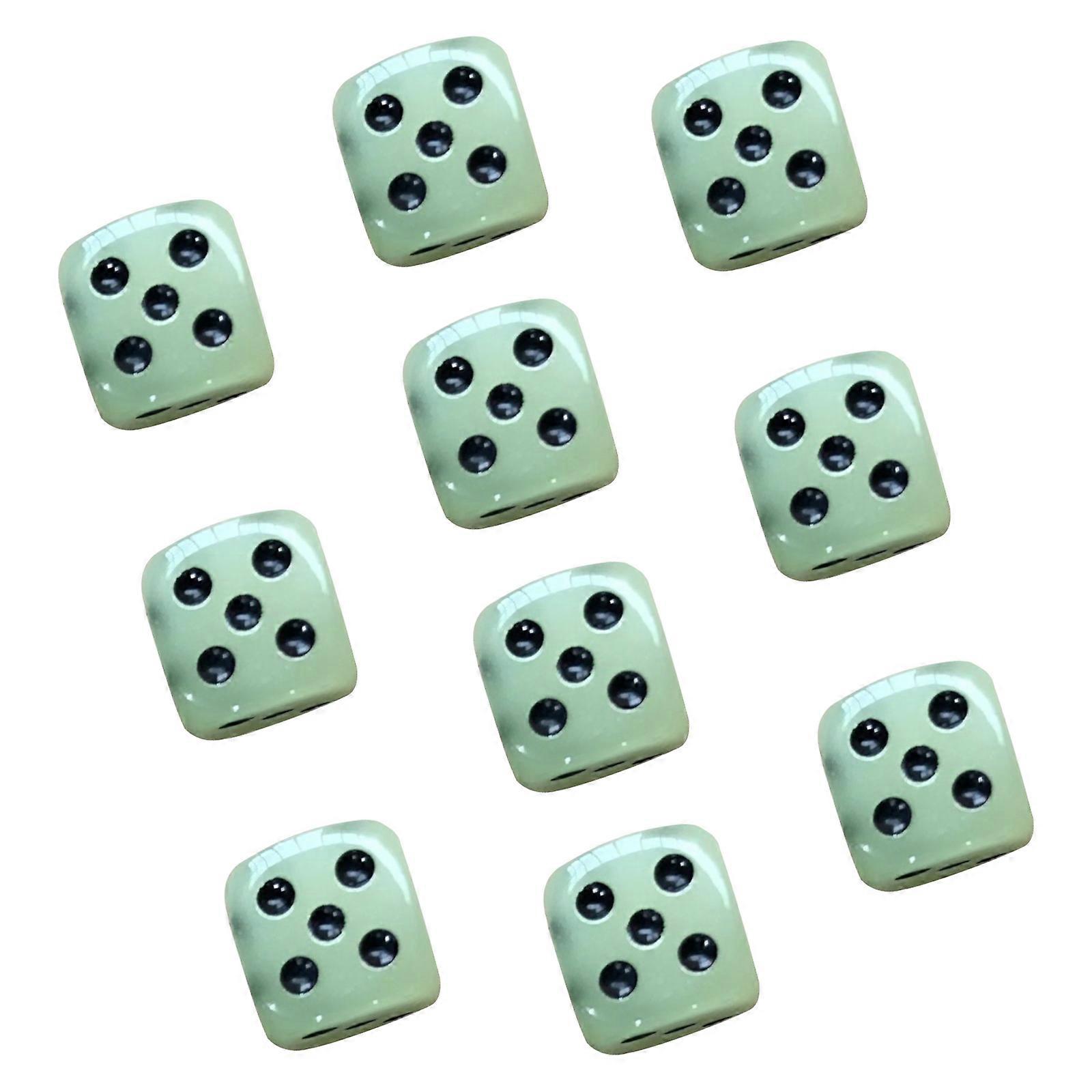 10 Pcs Board Game Dices Acrylic Dices Six Sided Dices Glow in Dark Dices Entertainment Game Dices for Bar Club Party Multicolor