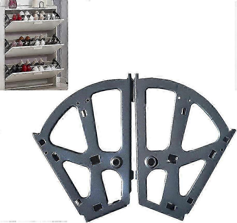 2 Pack Stainless Steel Shoe Cabinet Hinges with Drop Down Frame and Shoe Storage Shelf - Black Edition 1110