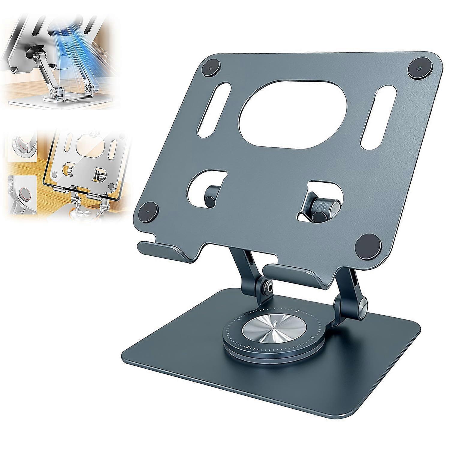 Rotating Stand for Laptop 360Degree Adjustable Base Foldable Riser With Heat Vent for 4.712Inch Laptops Gray