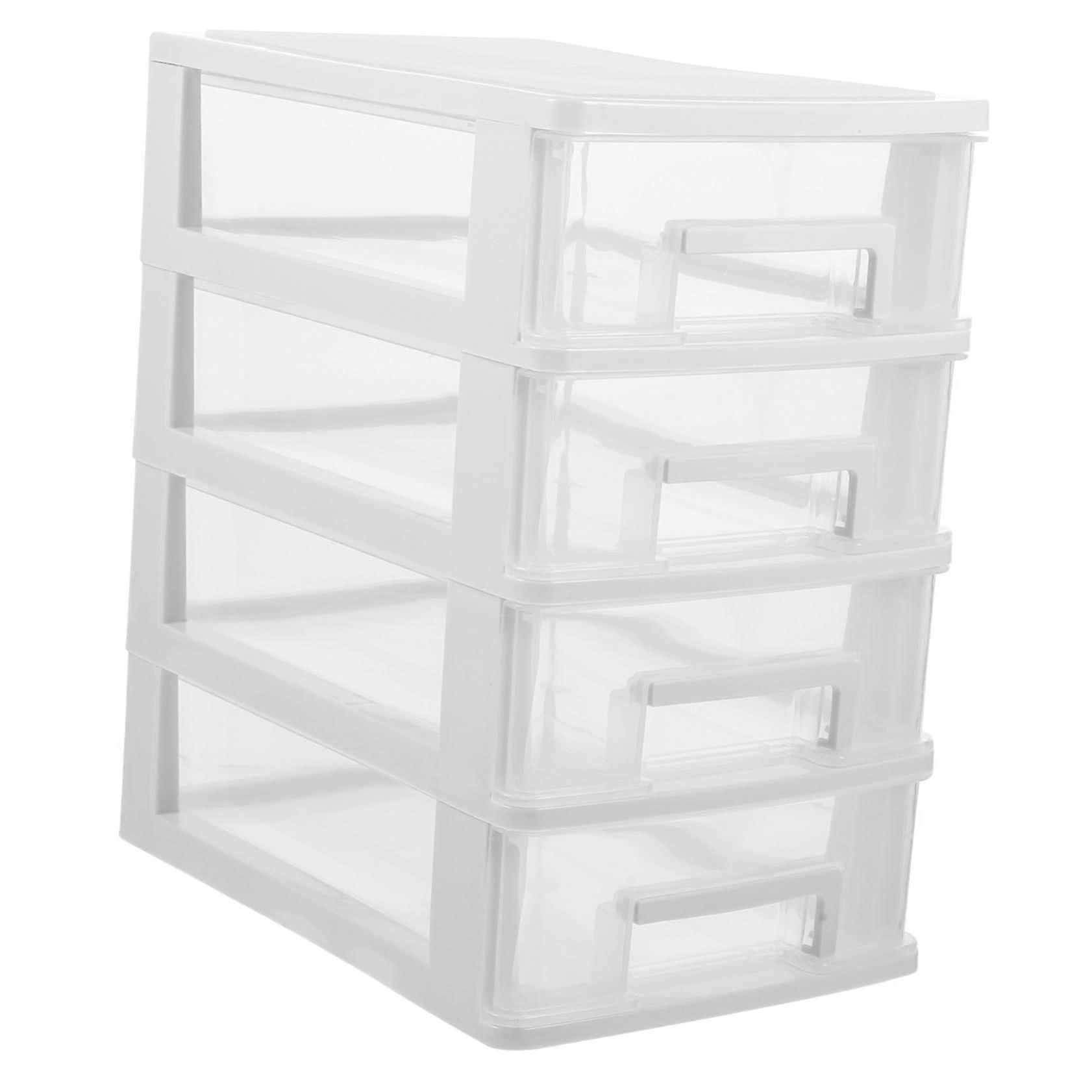 Transparent Drawer Organizer Cabinet With Partition Design Desktop Storage Box For Cosmetics And Stationery Space Saving
