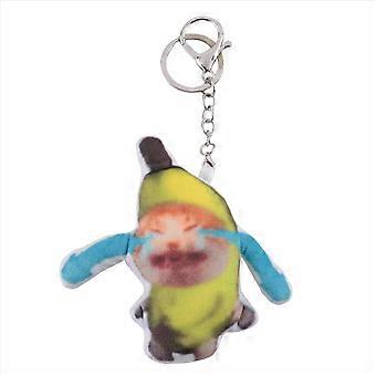 CC-Crying Banana Cat,Key Chain Plush Pendant Cute Banana-Cat Doll