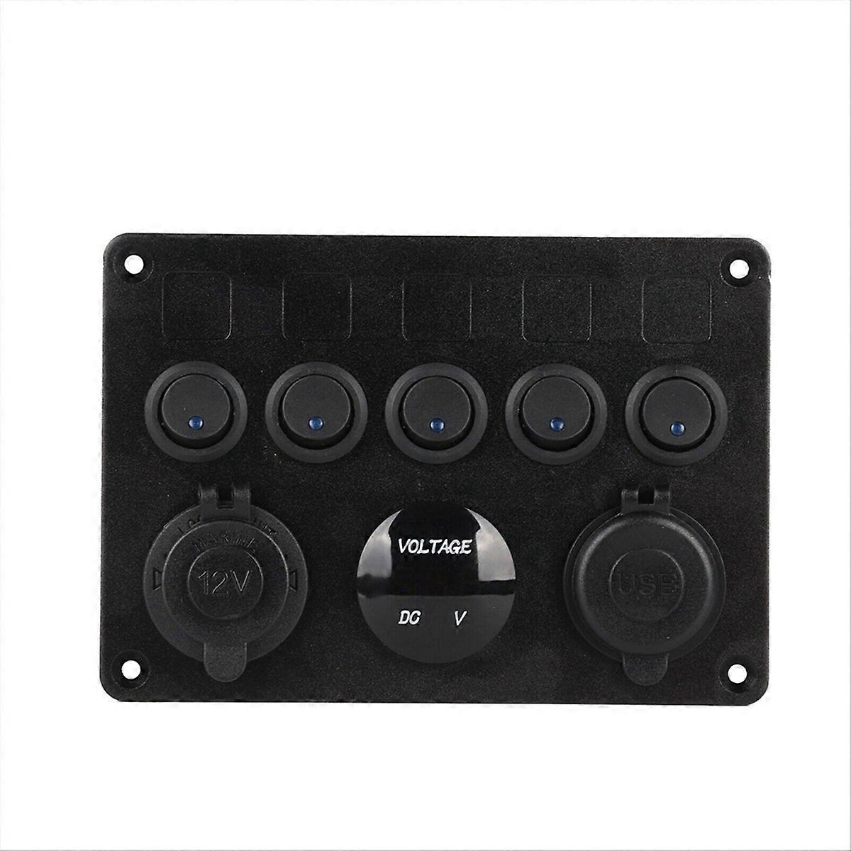 5 Gang 12V/24V Inline-Fuse Box LED Switch Panel