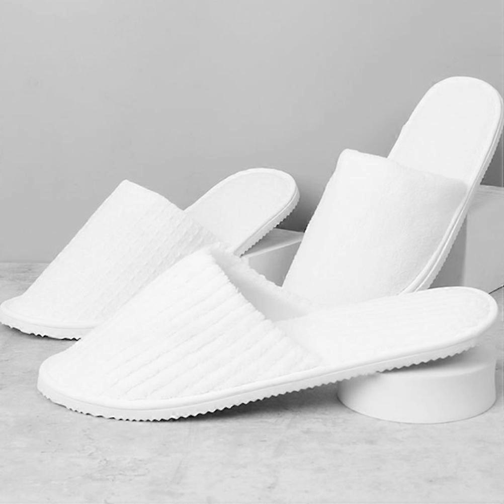 Disposable Slippers Spa Slippers for Indoor Use with 5Pairs White Plush