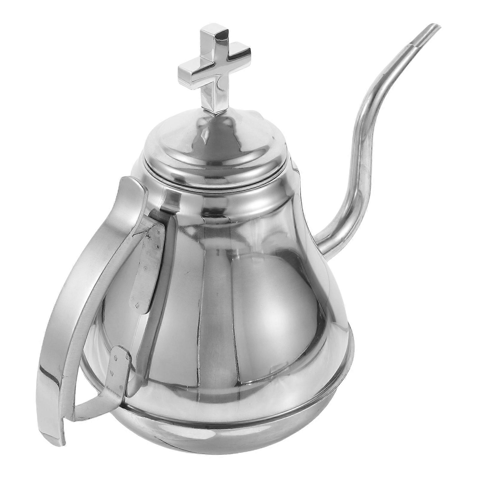 Silver Stainless Steel Kettle for Tea Brewing with Filter 1.2L Set