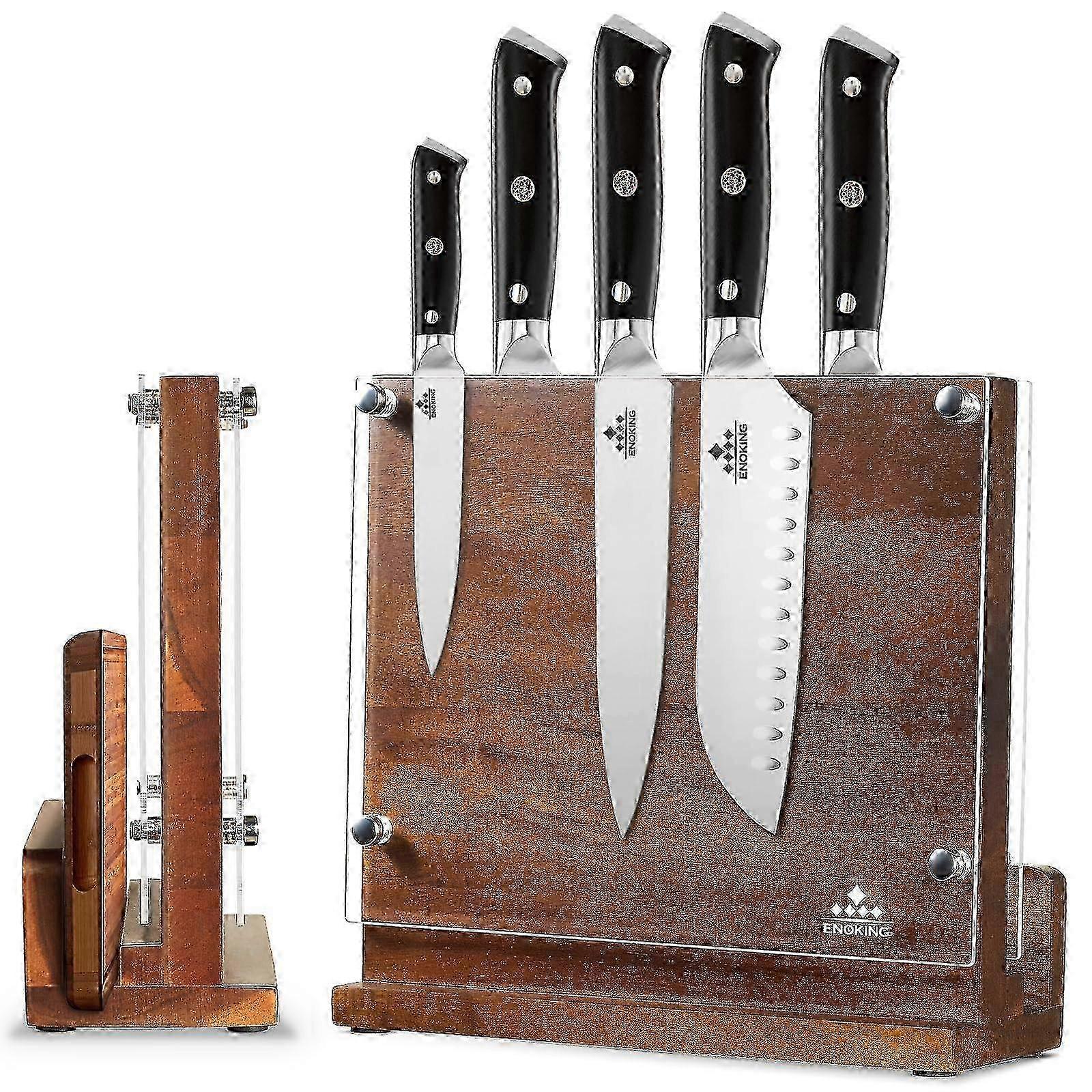 Magnetic Knife Block with Acrylic Shield and Strong Magnets for Kitchen Countertops