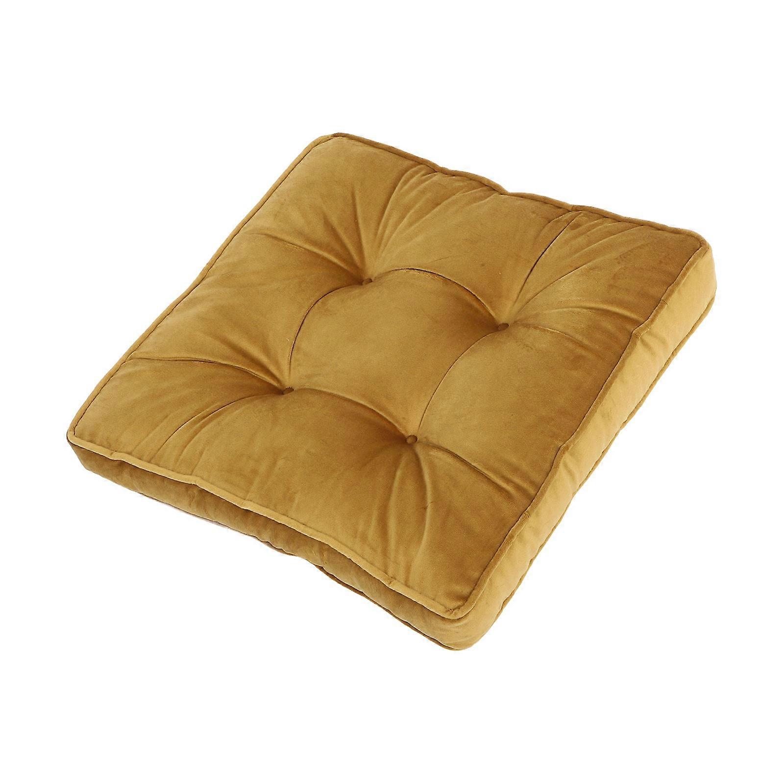 Yellow Velvet Kitchen Chair Pad for Warming with Solid Seat Cushion