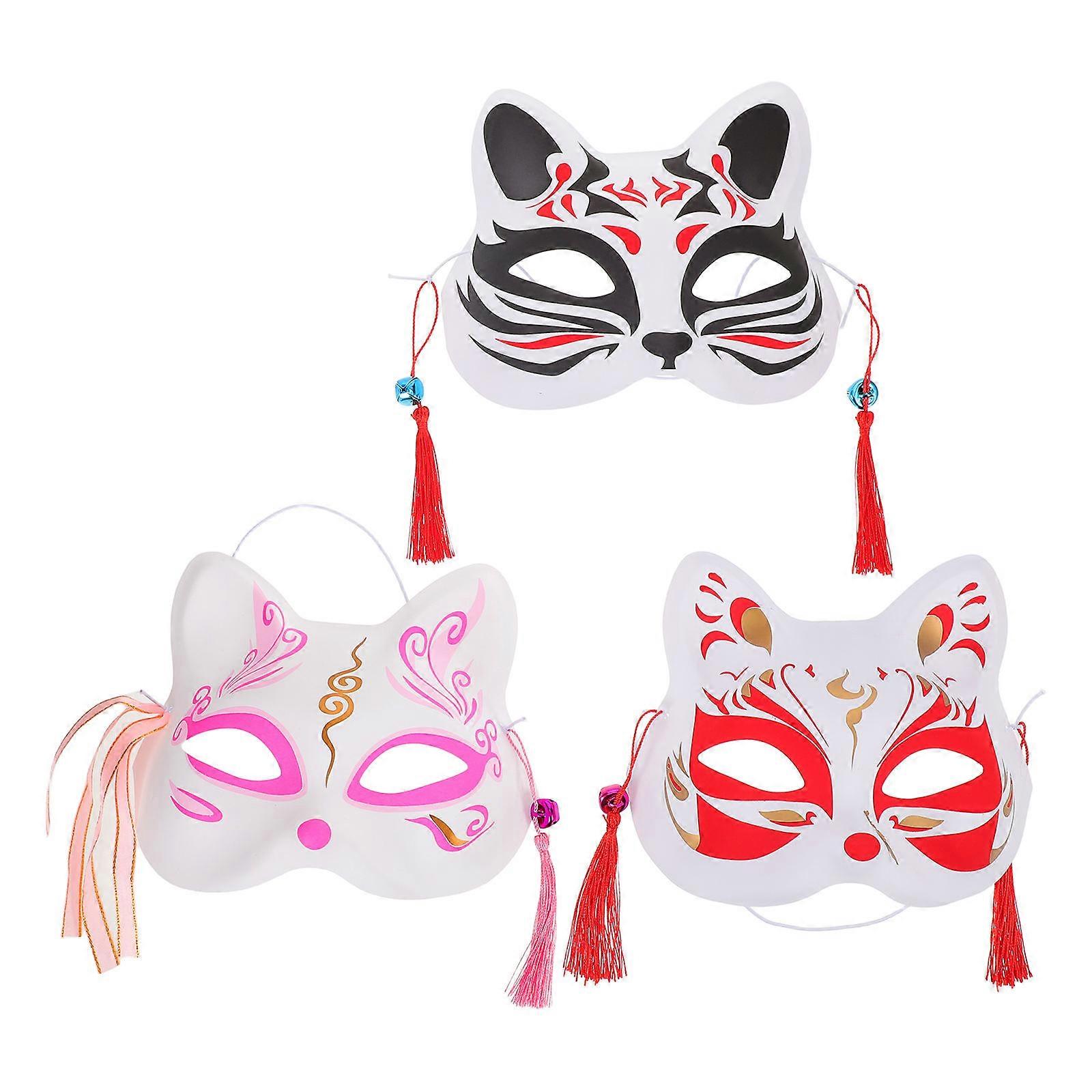 Assorted Mask Cat for Cosplay Use 3Pcs Half Face Masks