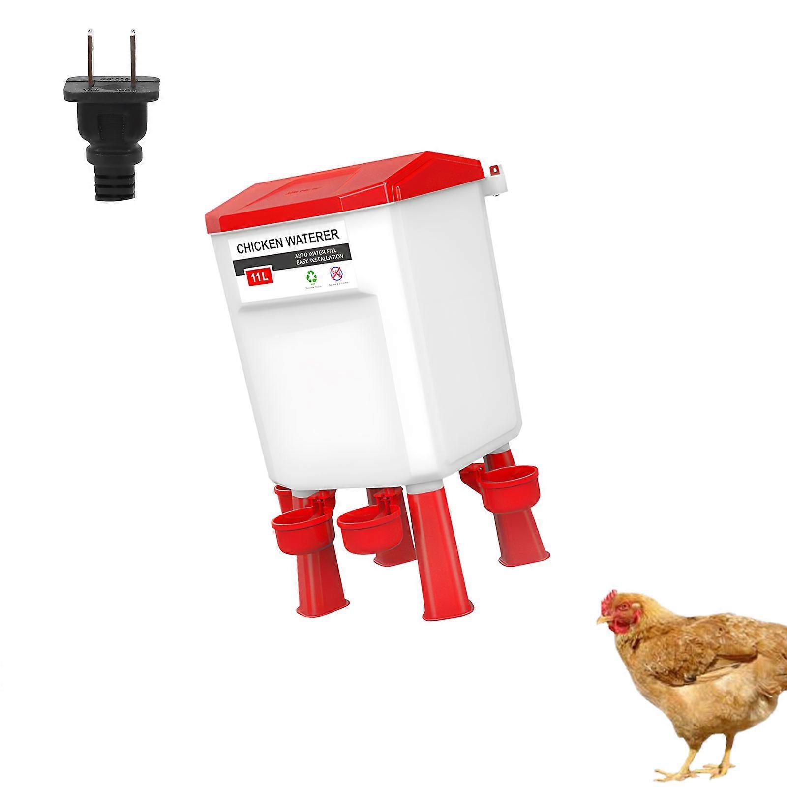 Cold Weather Heated Drinker 11L Livestock Warming Water Container Efficient Heating Waterer for Winter Chicken Coops  Red