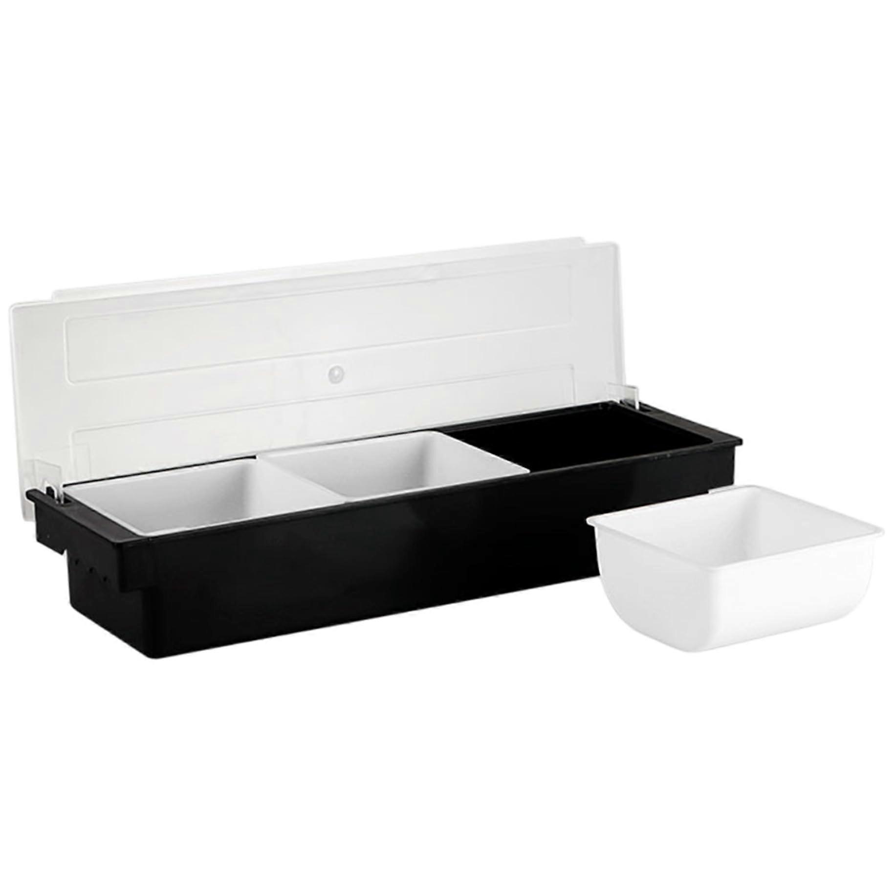 Large Plastic Condiment Containers with Lids, 3 Compartment Snack Tray for Bar, Salad, Taco, Fruit, Party Use