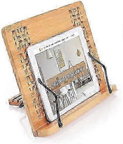Large Adjustable Bamboo Stand for Books Tablet Magazine Document Tray