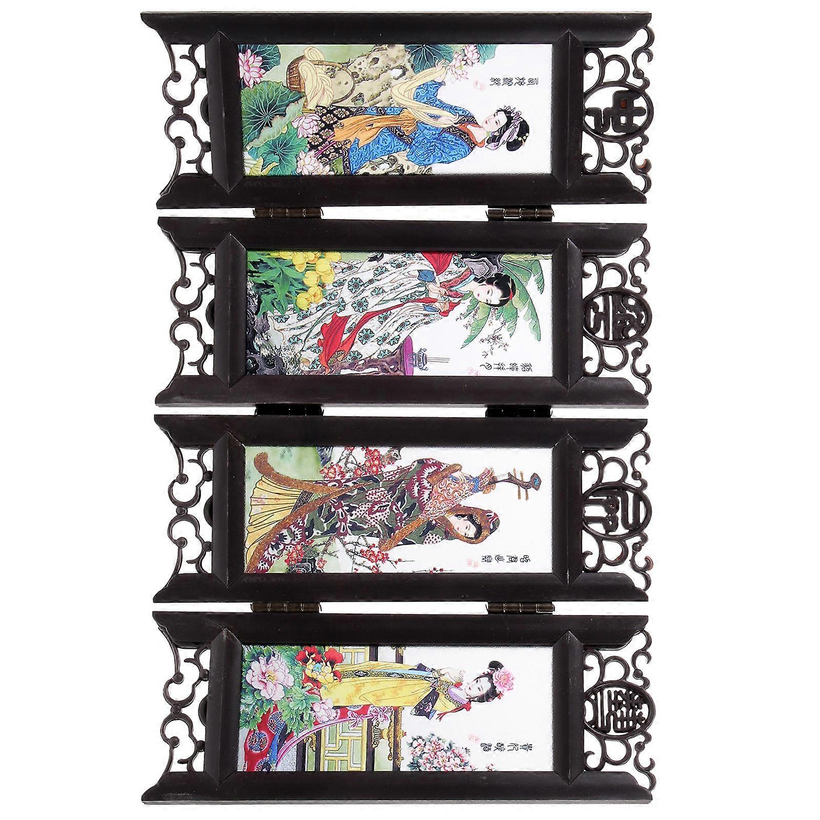 Four Great Chinese Style Retro Folding Small Screen Resin Panel Screen for Decoration
