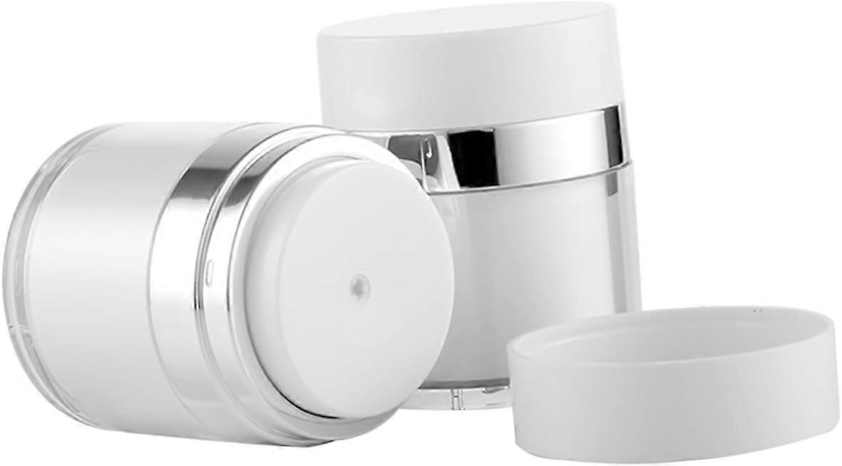 2Pcs Double Layer Vacuum Jars Portable Toiletries Containers for Travel Refillable Moisturizer Pump Bottles Durable and Leak Design for Cosmetics