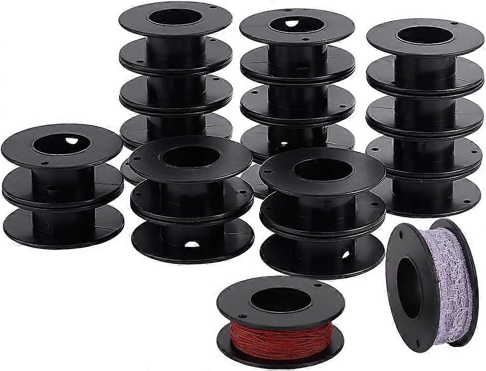 20pcs Empty Spools 2.1x0.7 inch Plastic Thread Spools Ribbon Spools Black Craft Spools Wire Spool Weaving Bobbins for Craft Sewing Embroidery Thread T