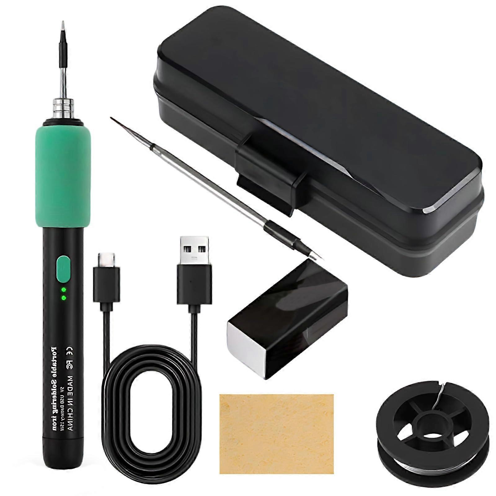 Cordless Soldering Iron Kit 15W USB Rechargeable Rapid Heating Mini Tool Set for Electronics