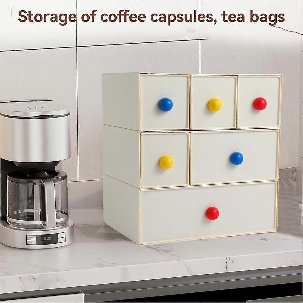 6 Drawers - Stackable Plastic Tea Bag Organizer - Tea Bag Storage Shelf - for Countertop Tea Sorting/Arrangement