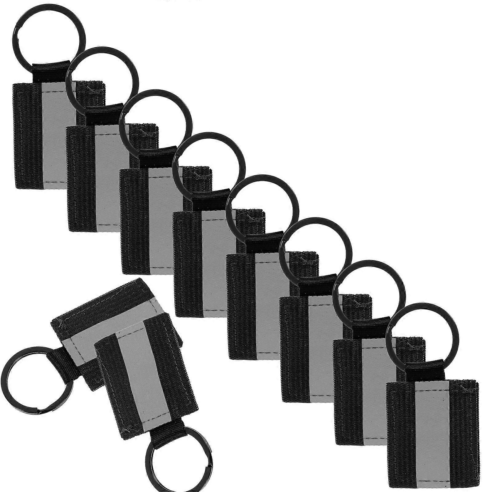 Safety Reflective Pendant Keychain 10Pcs Double-Sided Reflection For Daily Use Black Tags Stylish