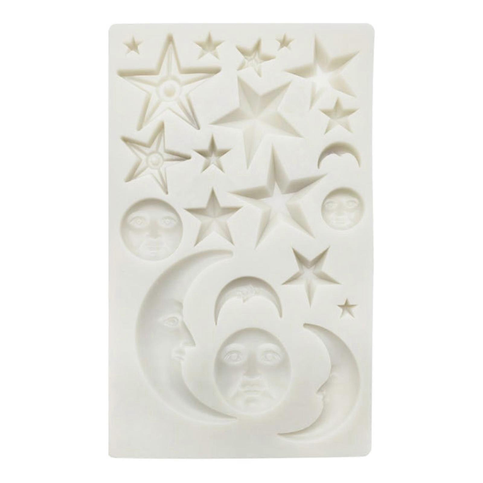 Fondant Mould for 3D Star Moon Face Design with Easy to Clean Baking Tool