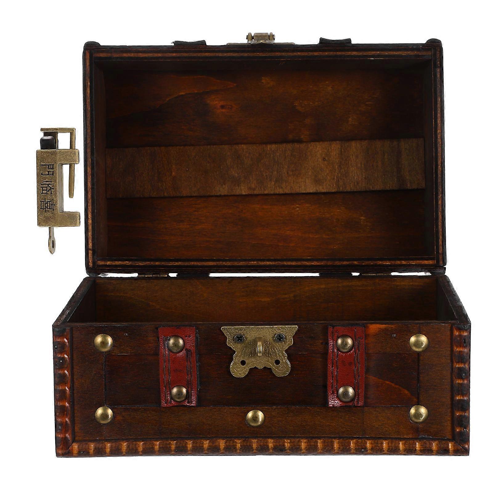 Pirate Treasure Chest Box for Keepsake Storage with Lock Dark Brown