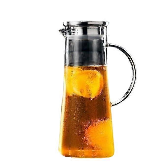 Glass Kettle Borosilicate Pitcher with Lid and Handle, Heat Resistant for Hot or Cold Beverages