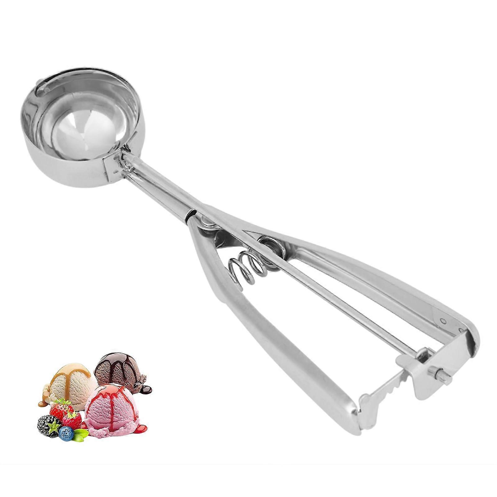 Stainless Steel Ice Cream Scoop with Trigger Release, Ergonomic Grip for Baking and Desserts