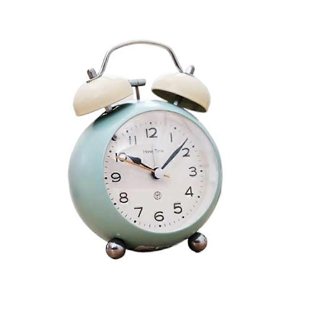 Small Battery Operated Analog Alarm Clock with Gentle Wake and Night Light for Bedroom Desk