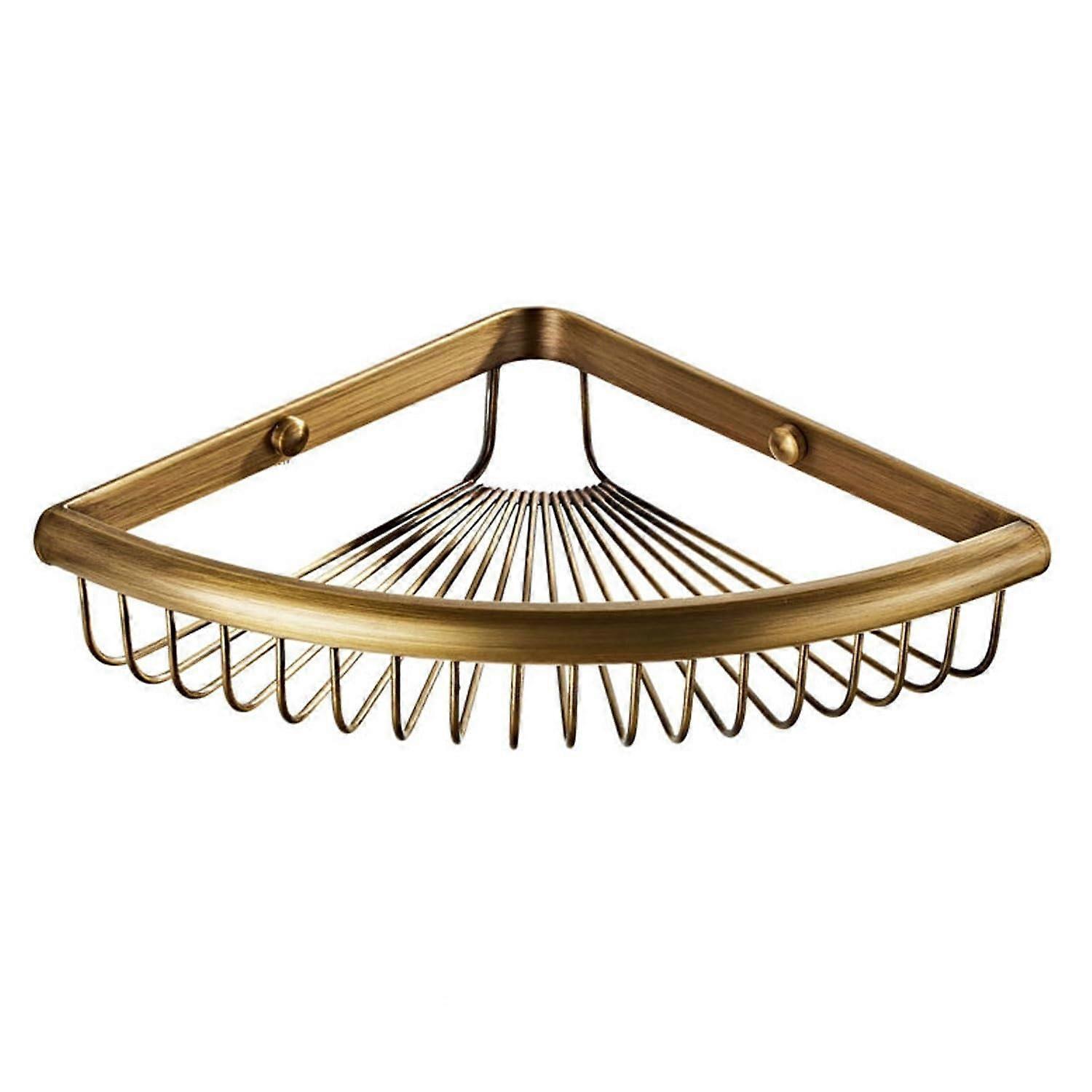 Corner Shower Caddy Brass Bathroom Shelf Wall Mounted SpaceSaving Antique Storage Rack