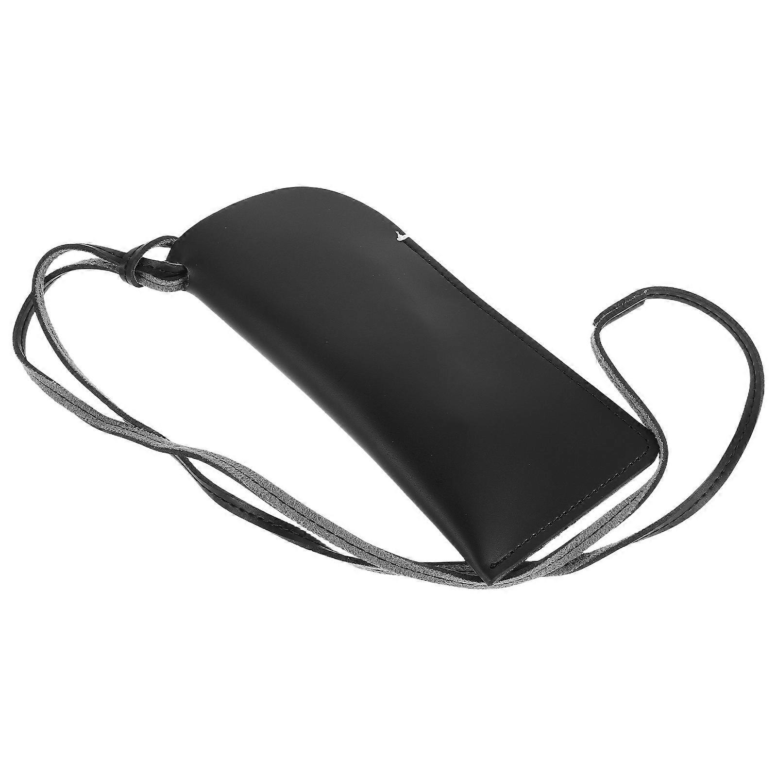 Portable Sunglasses Case with Neck Strap Multi Functional Eyeglass Holder in Black Made from