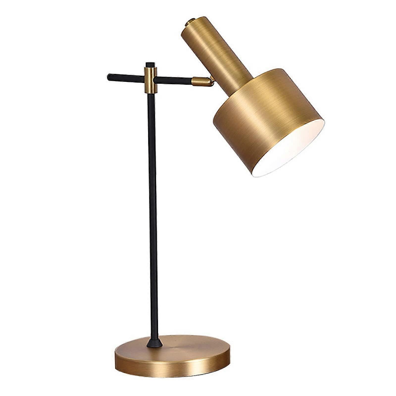 LED Desk Lamp with 360° Adjustable Arm, EyeCaring Light and Elegant Gold Vintage Shade for Bedroom