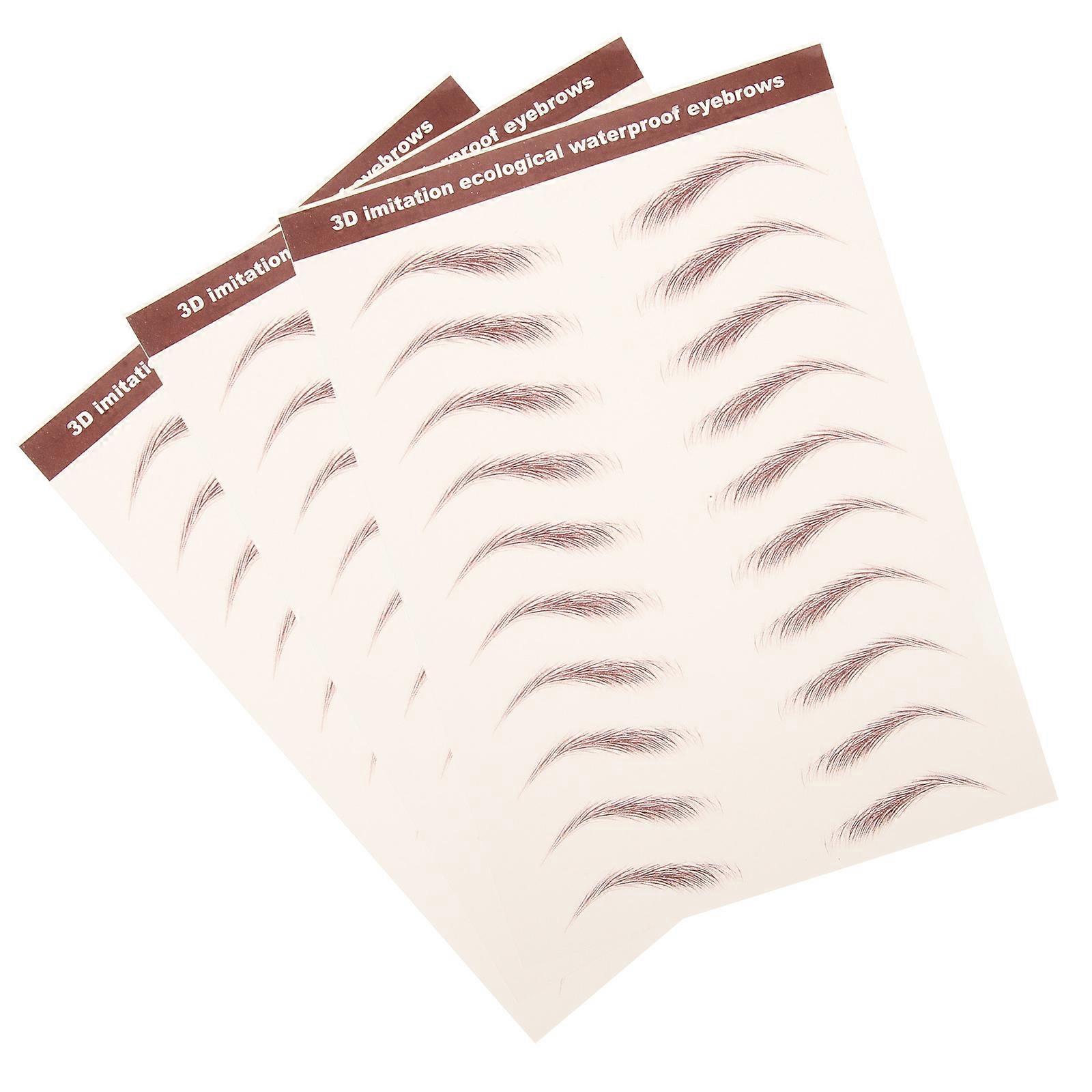 Eyebrow Stickers for Grooming Shaping Light Brown 3 Sheets Set