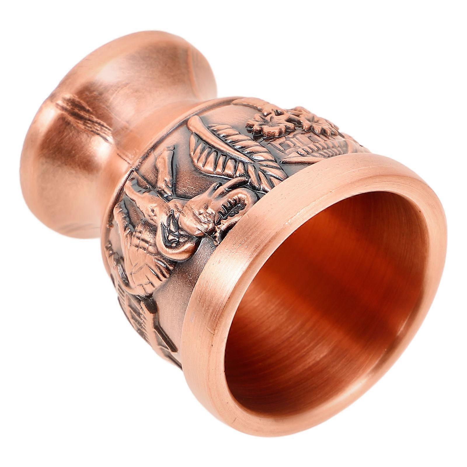 Vintage Metal Goblet Inspired by Ancient Art with Elephant Pattern for Drinking Multi Color 2.5 Inch