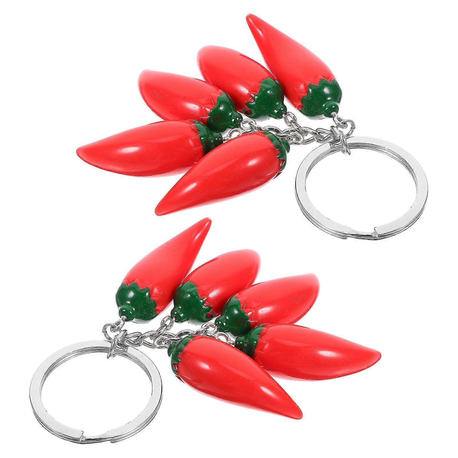 Alloy Chili Key Holder for Keys with 2Pcs Red Chili Keychain Party Favor