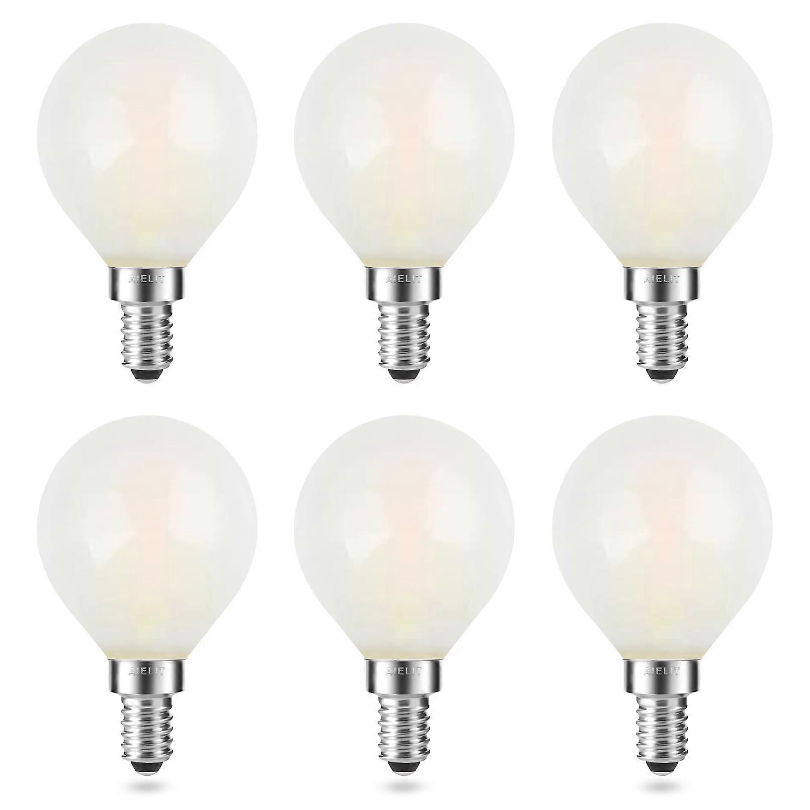 LED Candelabra Bulbs E12 2W 3000K Frosted G15 Globe Fully Dimmable 25W Equivalent 6Pack
