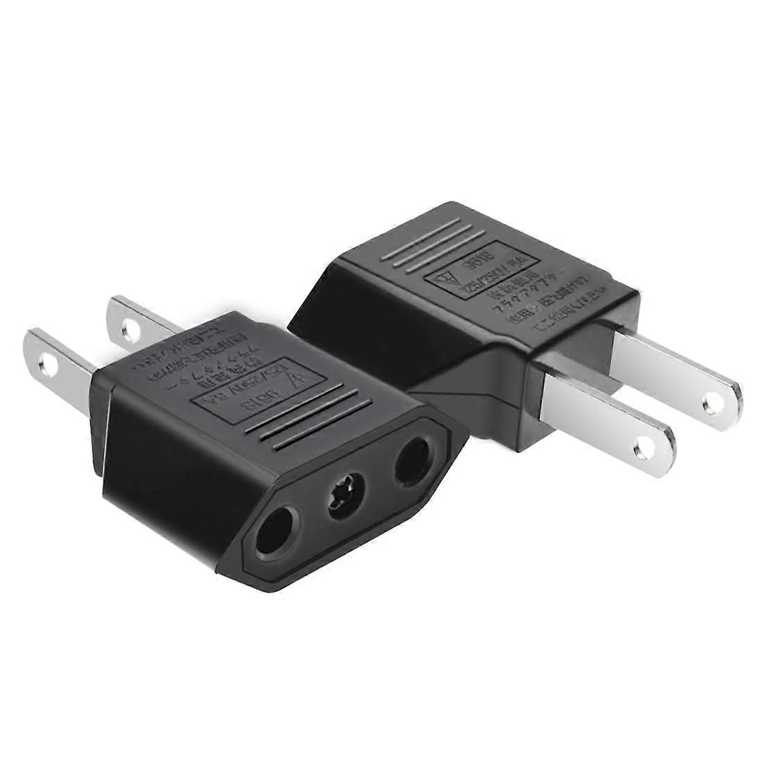 EU to US Plug Adapter 2 Pack, European to American Power Converter for Travel with Fireproof Shell