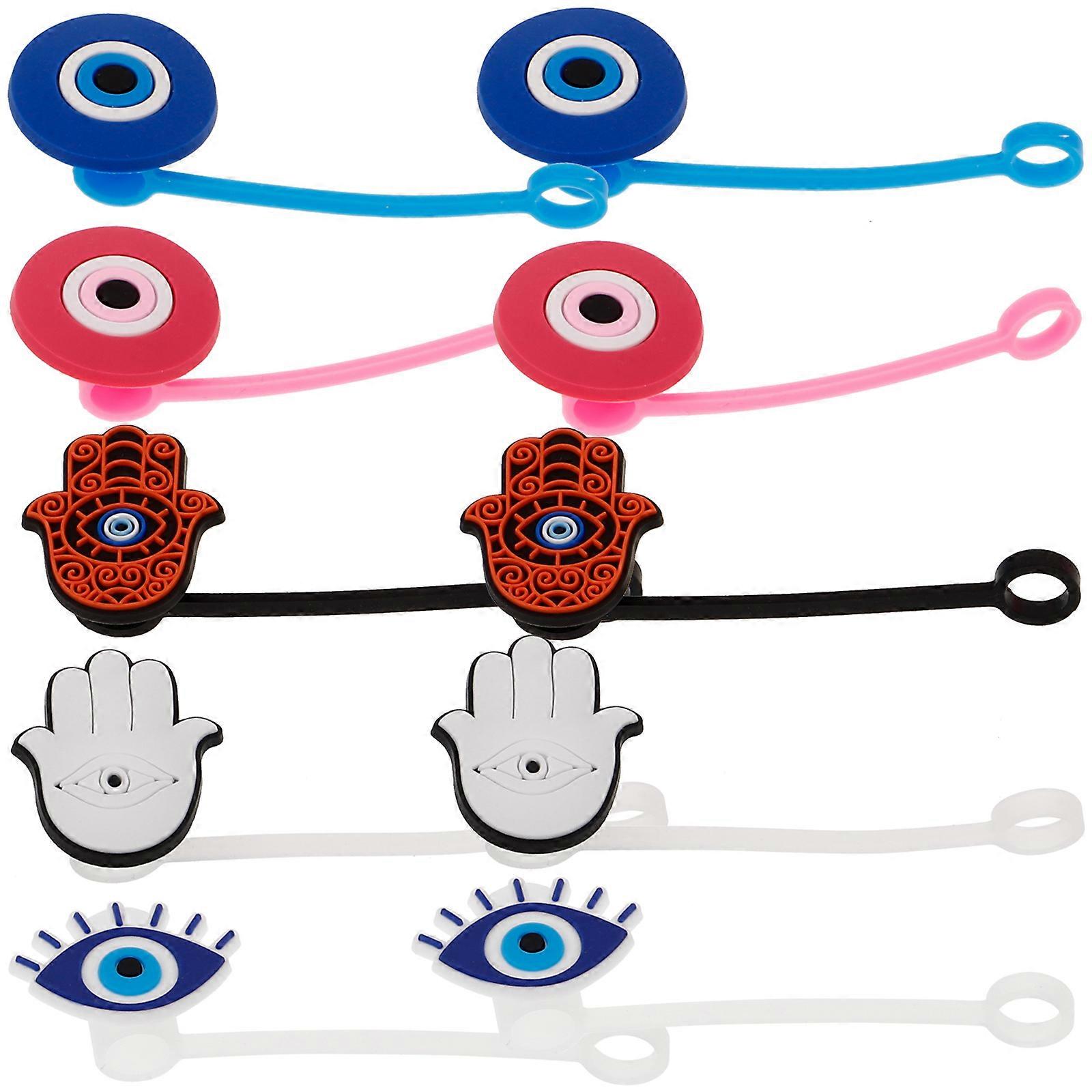 Evil Eye Silicone Straw Caps for Reusable Drinking Straw Covers 10Pcs