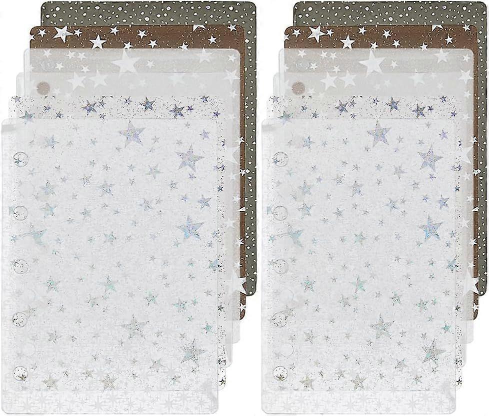 12 Sheets 2 Sizes Plastic Index Dividers Clear Series Dazzle Index Divider Binder Separators with 5 Holes Insertable Multicolor Tabs for School Office