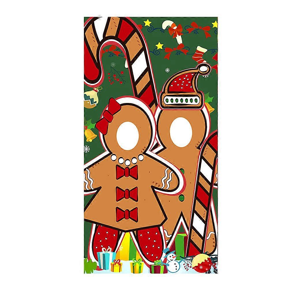 Christmas Backdrop Banner for Decor Gingerbread Man Pattern 1Pcs Xmas Banner