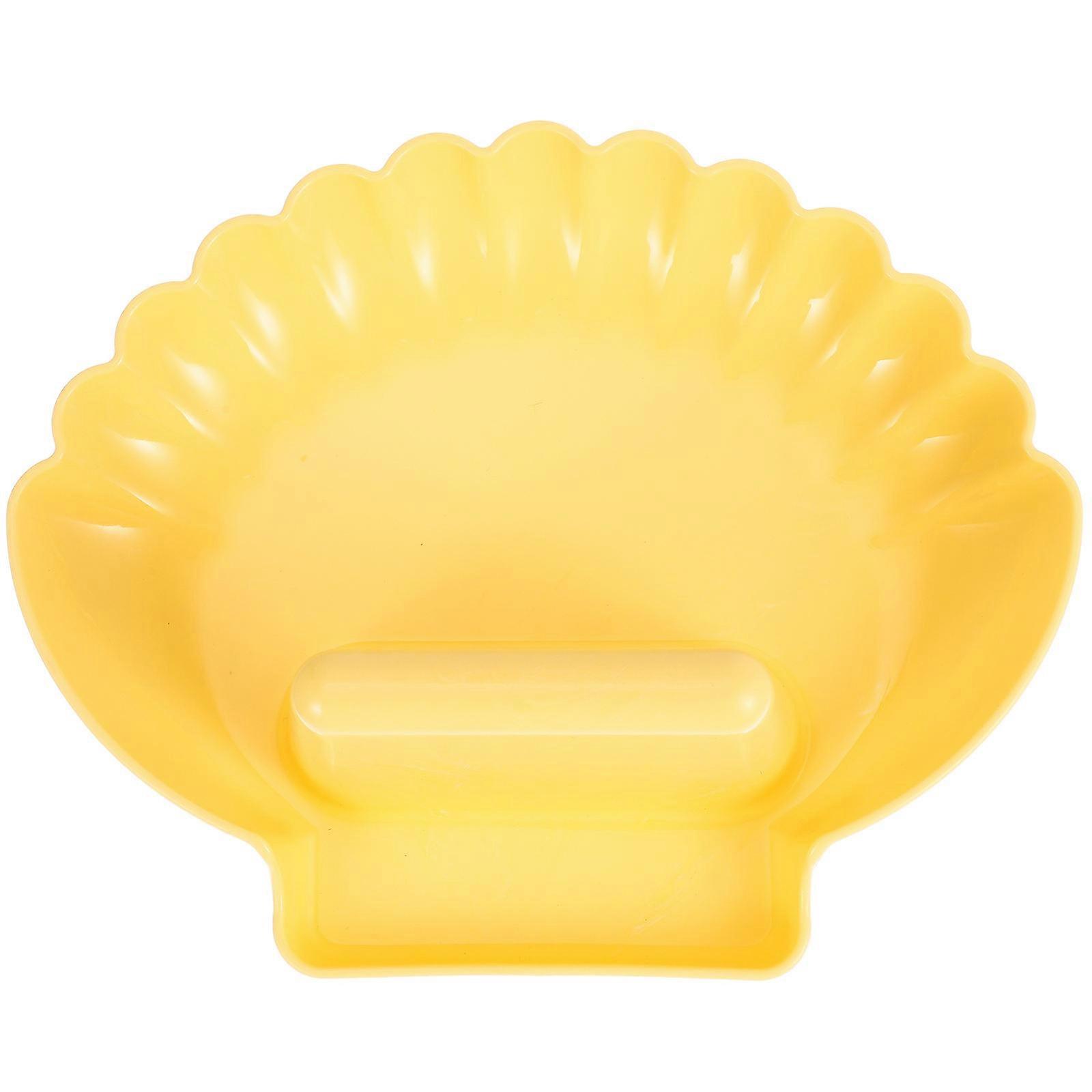 Pot Pan Lid Holder Multi-Function Kitchen Utensils Accessories Wave Pattern Teeth Yellow 1Set