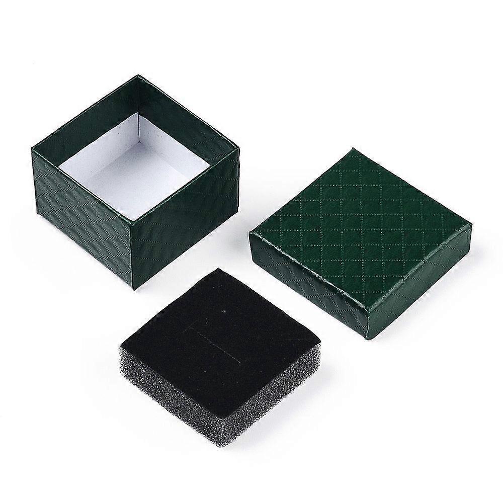 Square Cardboard Ring boxes with Sponge Inside Dark Green 2x2x1-3/8 inch(5x5x3.5cm)
