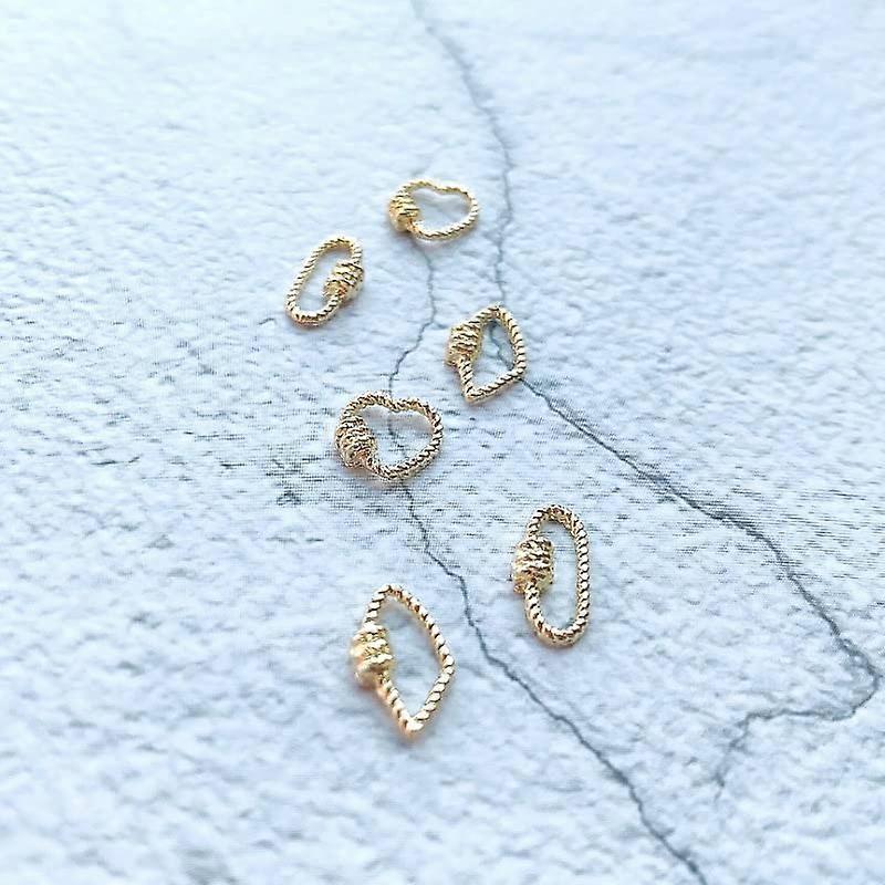 Press On Nails with 3D Gold Frames and Rhinestones, Full Coverage Tips for Weddings and Parties