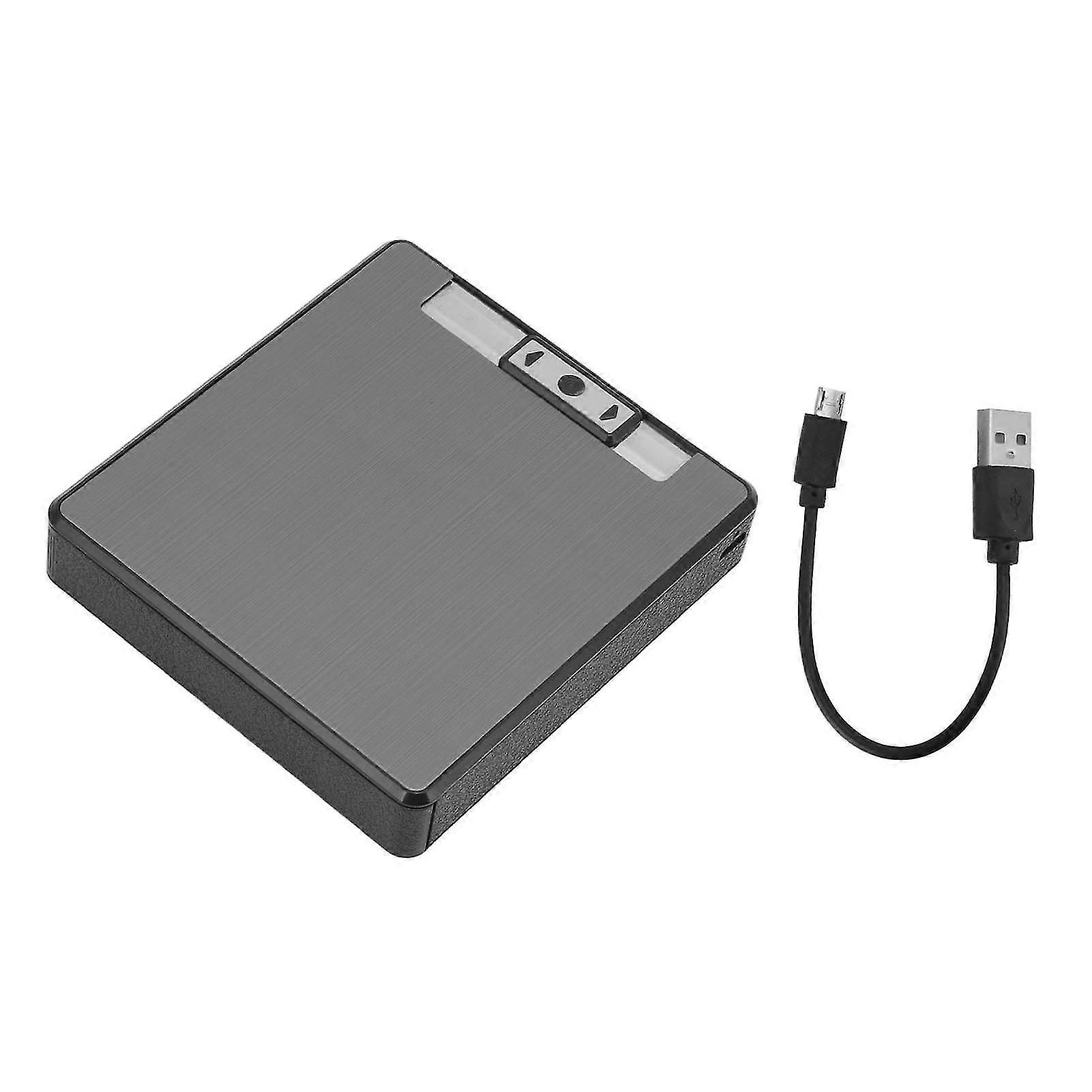 Cigarette Case Holder With Lighter Hold 19 Capacity USB Rechargeable Automatic Ejection Aluminum Cigarettes Box Black