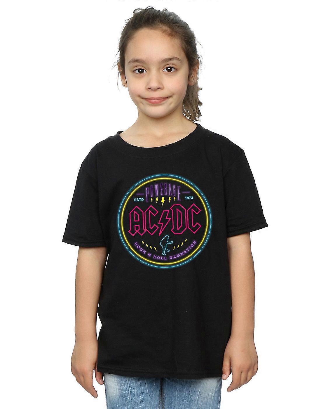 T-shirt do AC/DC meninas círculo Neon