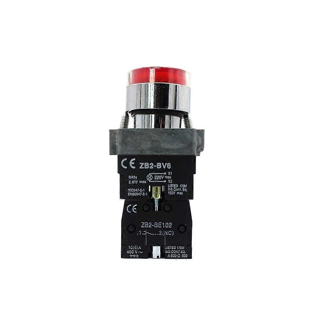 LED Push Button Switch XB2BW3462 with Bright Flat Round Indicator Light for Control Panel