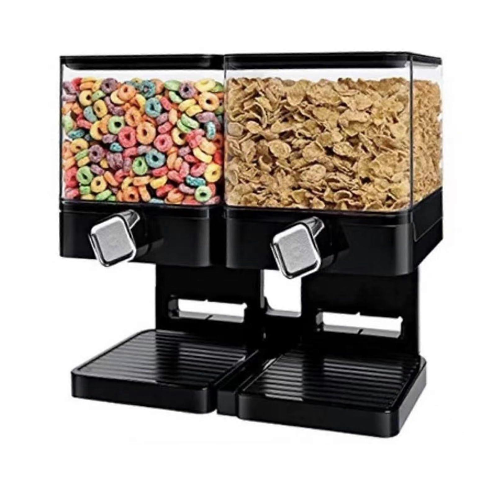 Double Cereal Dispenser Airtight Dual Portion Control Wall Mounted Transparent Crush Design