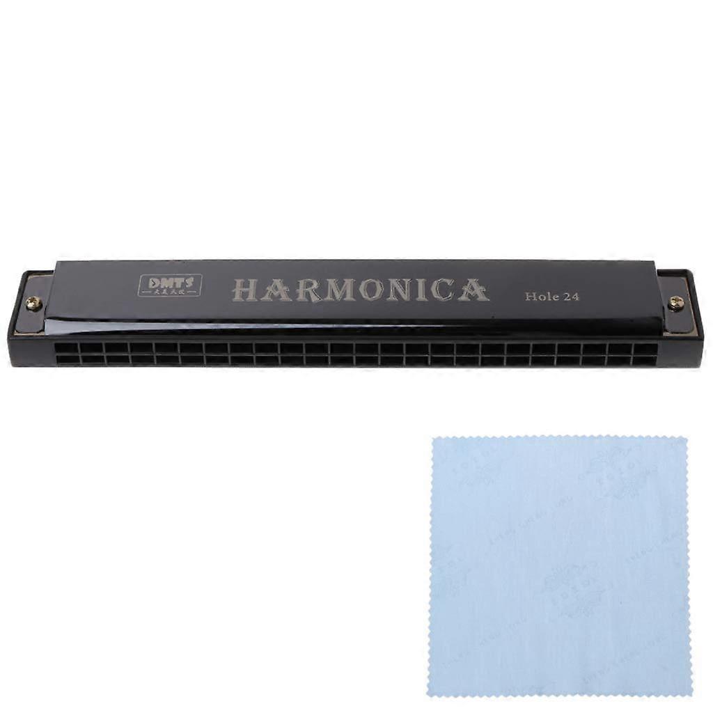 Professional 24 Hole Harmonica for Beginners with Durable Metal Body and Carry Case