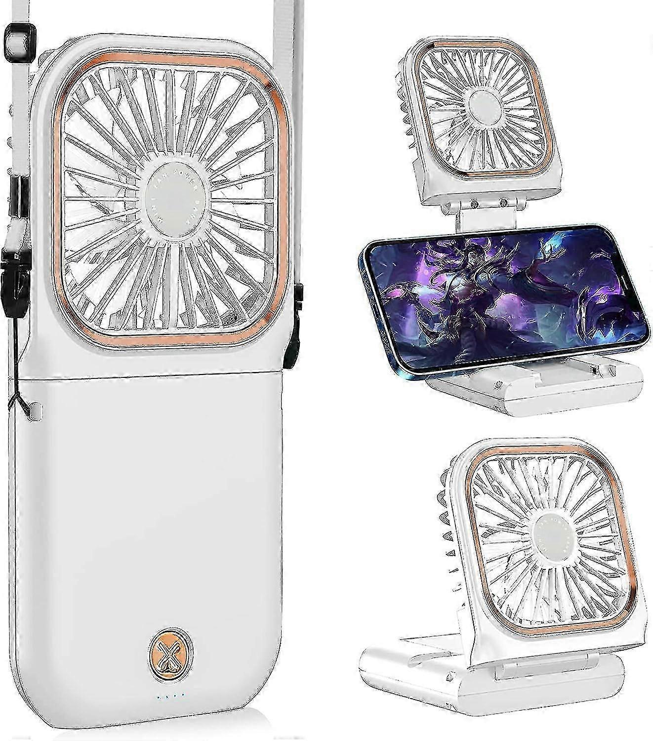 Portable USB Rechargeable Necklace Fan Foldable Mini Quiet for Personal Use