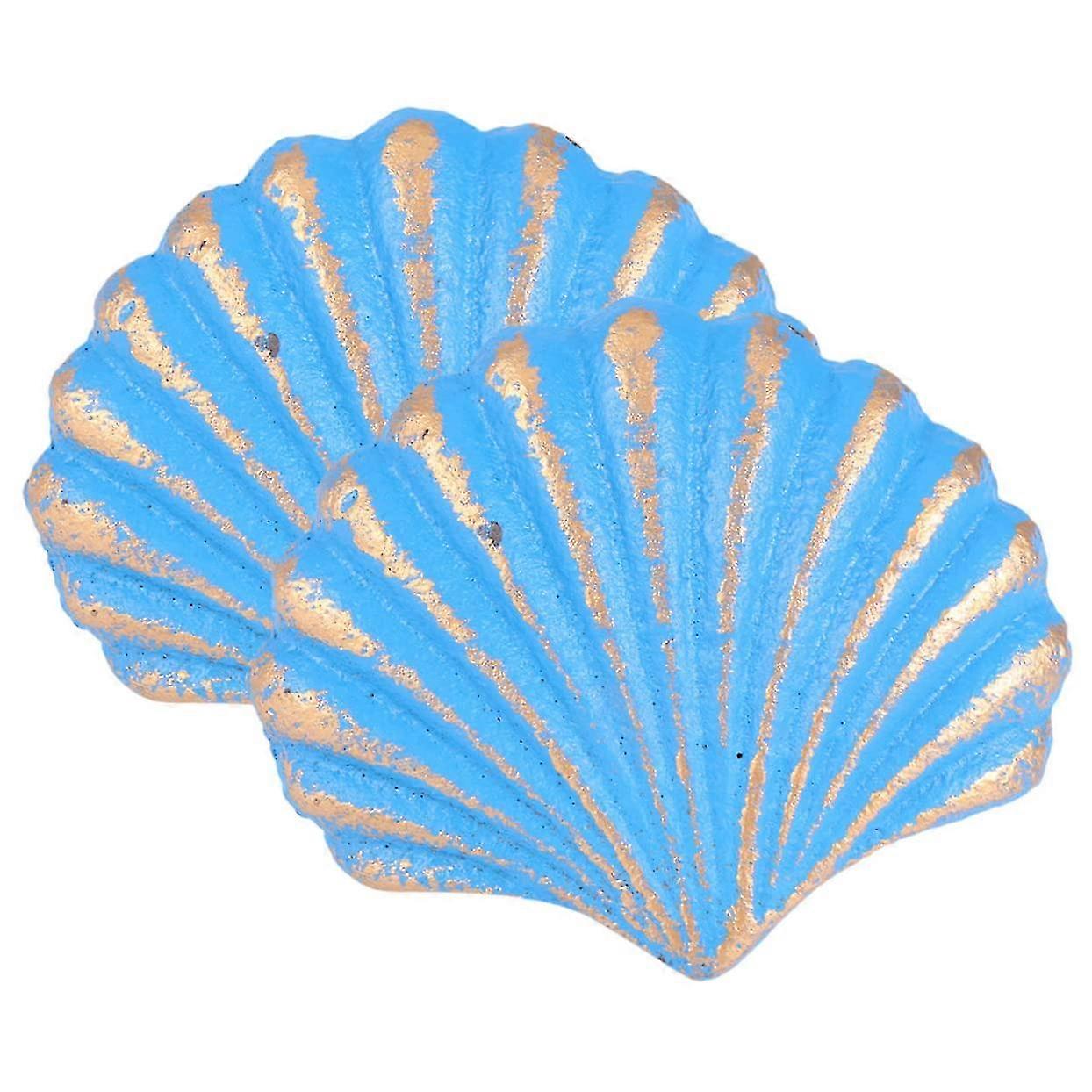 Vintage Shell Shaped Cabinet Knobs and Drawer Pulls Coastal Style Cupboard Handles 2pcs