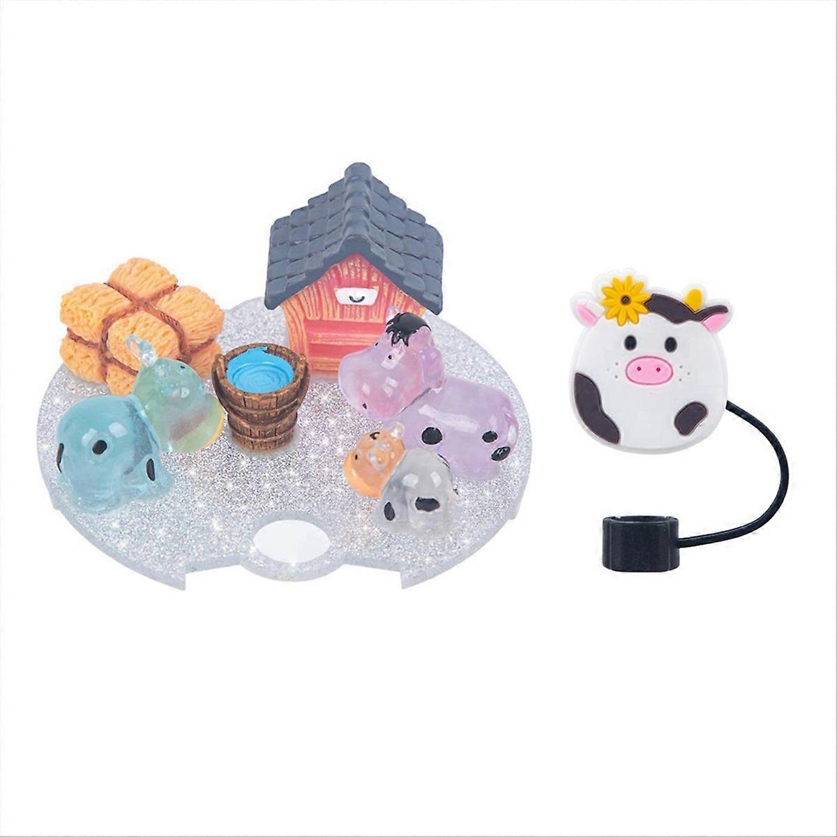 Resin micro-landscape creati ve Halloween fluorescent DIY cup cover three-dimensional decoration straw cap dust plug A