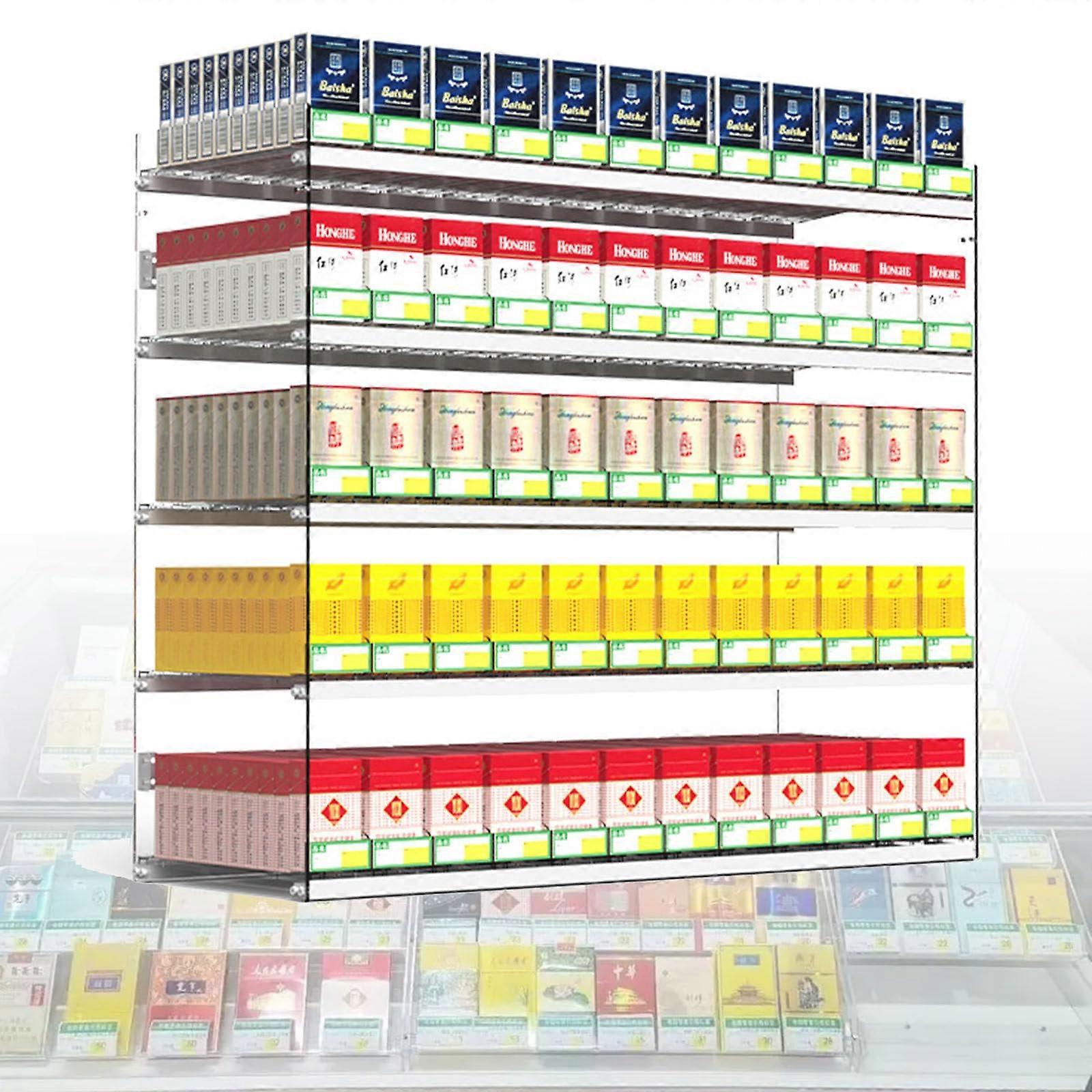 Acrylic Cigarette Display Rack with Automatic Pusher, Wall Mounted Retail Holder 44x27x35cm