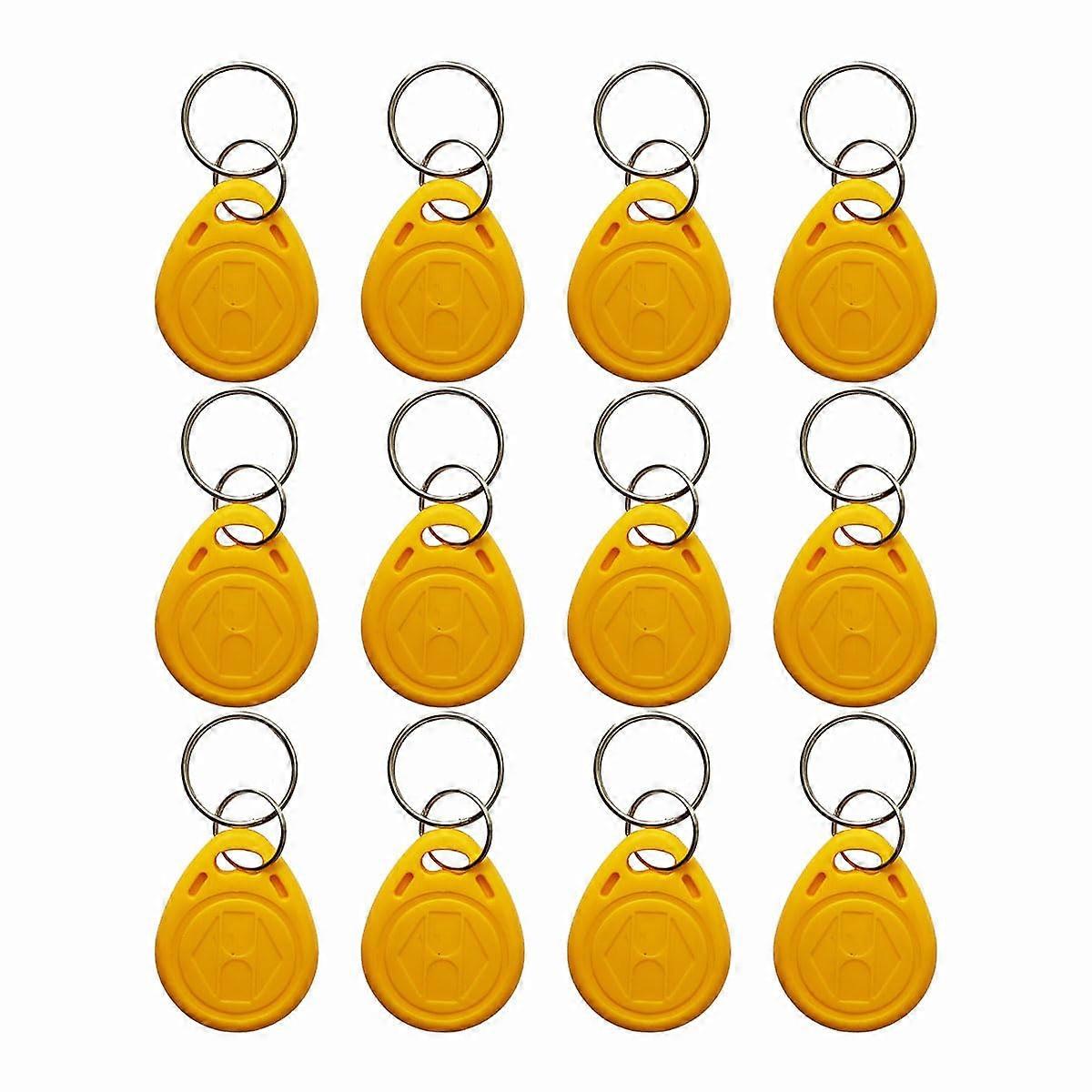 12 Pack Yellow 125KHz T5577 RFID Key Fobs, Rewritable Access Control Tags with Broad Compatibility
