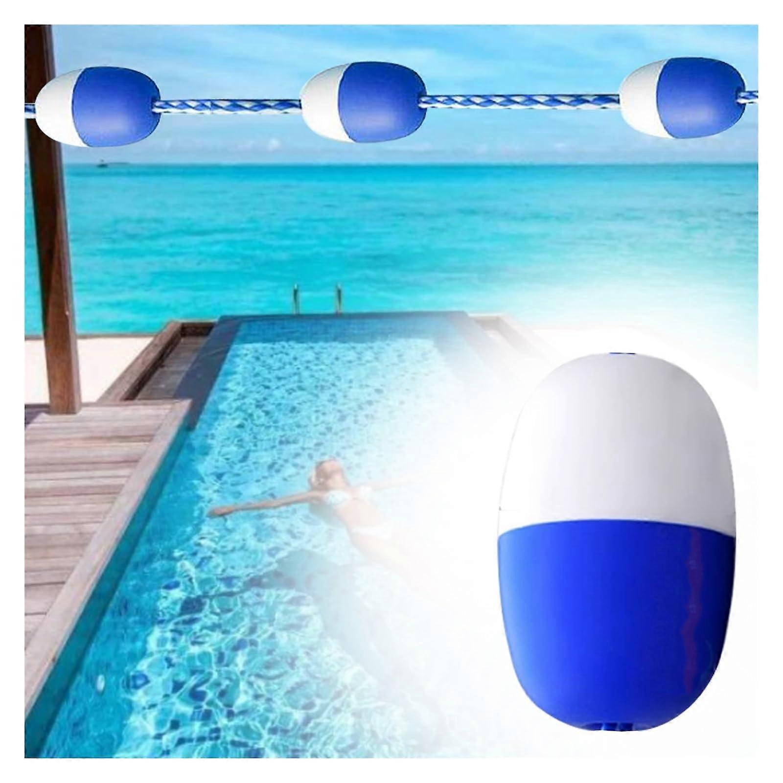 Blue White Pool Lane Divider Rope with Floats for Competition Training, 10150ft, 2 Hooks